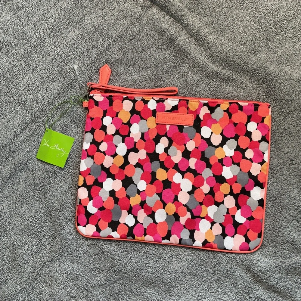 Vera Bradley Beach Pouch Pixie Confetti Pink Orange Wristlet NWT